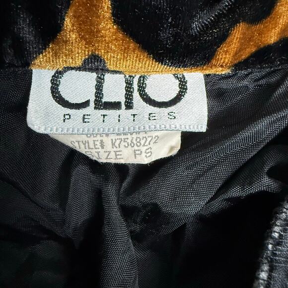 Vintage 90s Clio Petites Leopard Print Velvet Longline Jacket Blazer - Picture 4 of 4